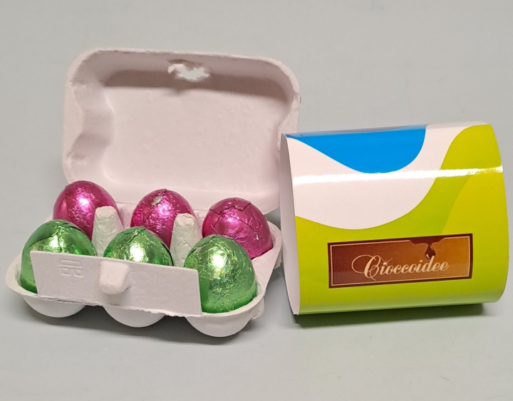 Gadget Pasqua personalizzati Portaovetti di Cioccolato. 